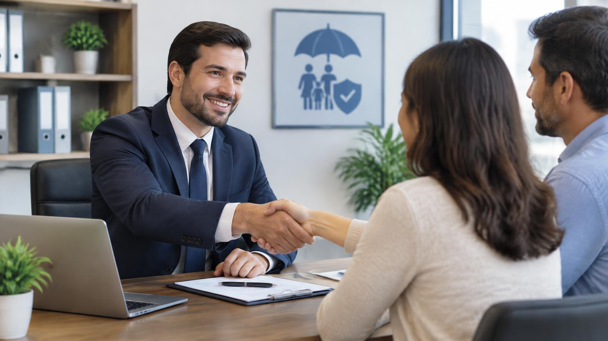 insurance agent meeting client