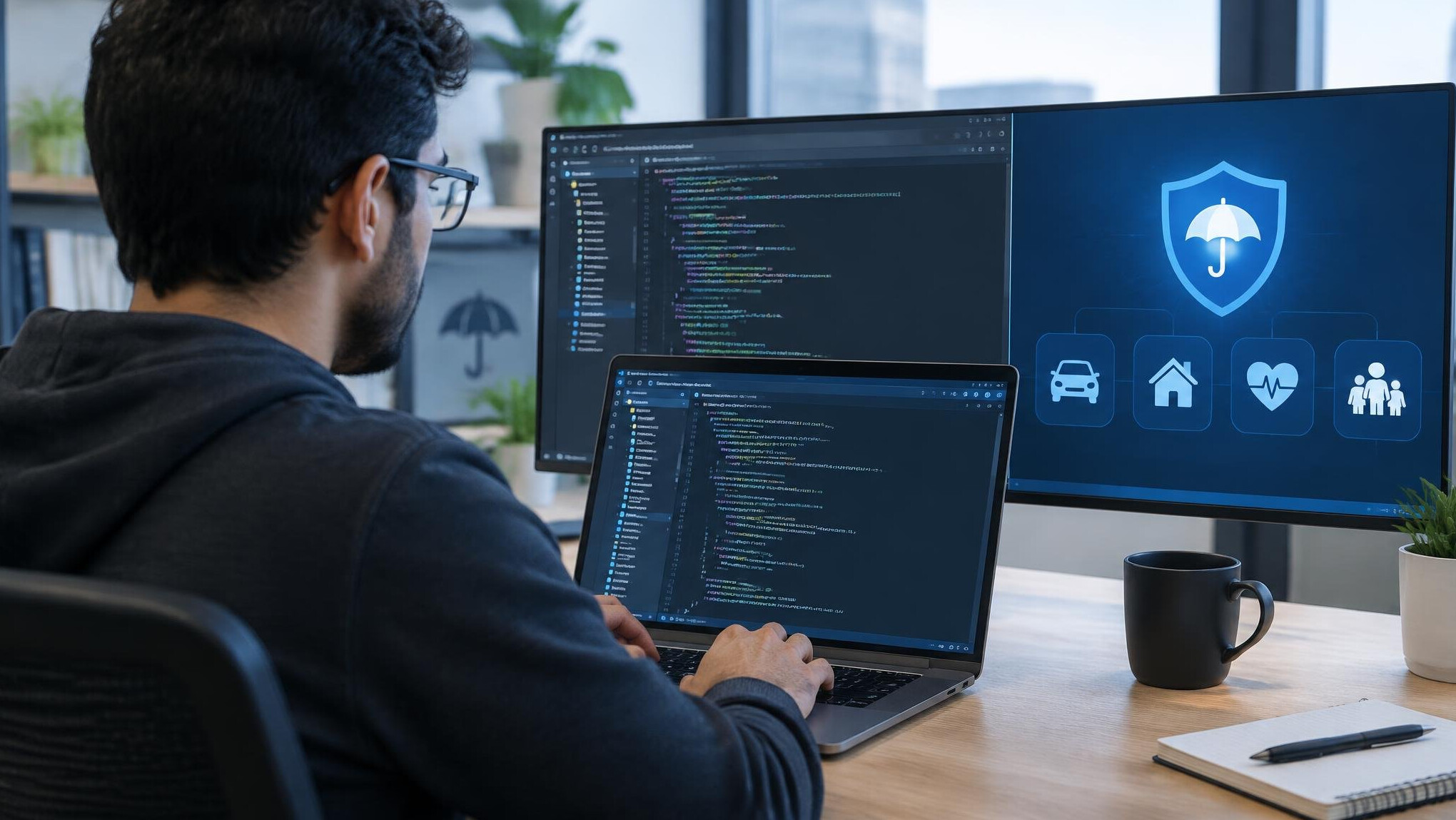 programmer working on insurance software